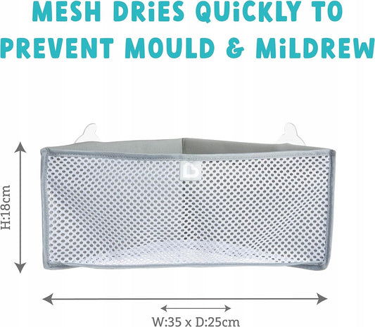 MUNCHKIN High'n dry organizer siatka do kąpieli, narożny organizer na zabawki z siatki, szybkoschnący, BPA free
