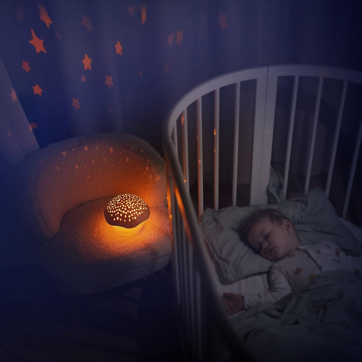 PABOBO Mushroom projecteur d'étoiles avec mélodies et capteur de pleurs CHAMPIGNON