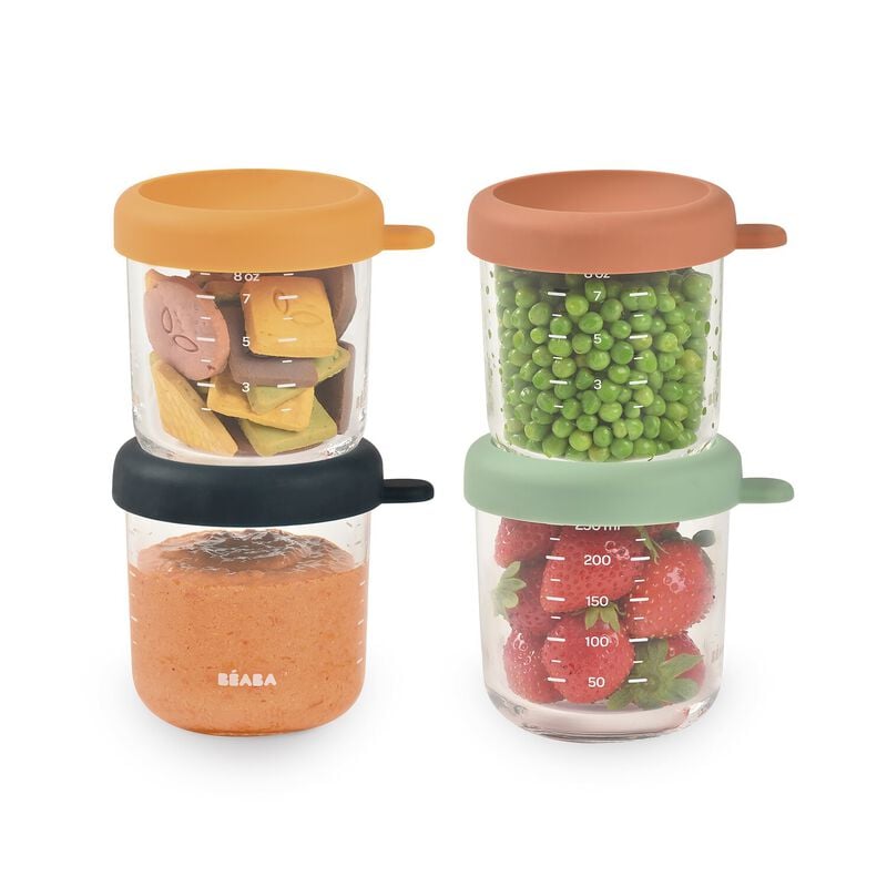 Béaba Sunrise glasbeholdere til mad med låg 250ml x4