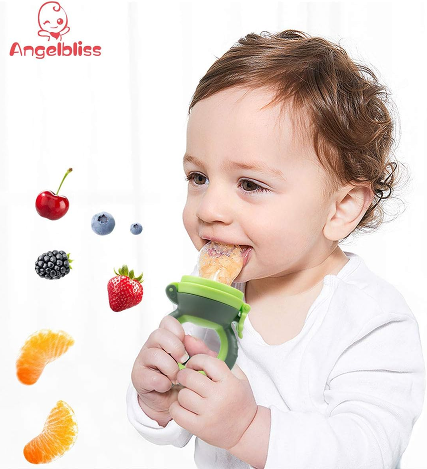 ANGELBLISS mordedor dispensador de frutas para bebés 3-12m 2 unidades 6 boquillas