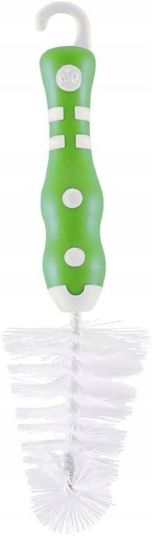NIP szczotka do czyszczenia smoczków butelek i akcesoriów 14 cm, zielono-biała szczotka do mycia butelek z ergonomicznym uchwytem