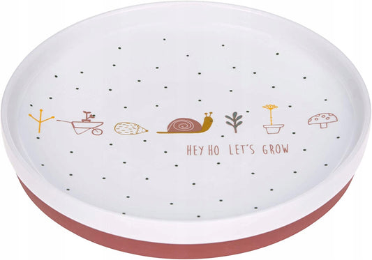 LASSIG Garden Explorer zestaw naczyń porcelanowych, talerz dla dzieci z motywem Garden Explorer i silikonową podstawą