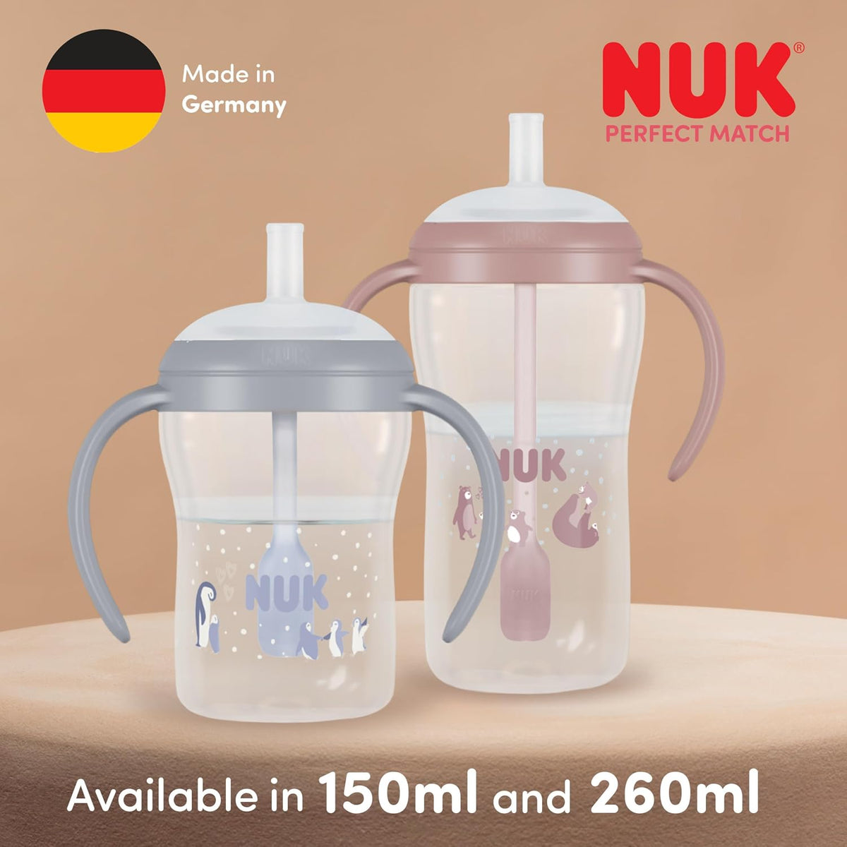 NUK Perfect Match kop med sugerør 260 ml 8m+