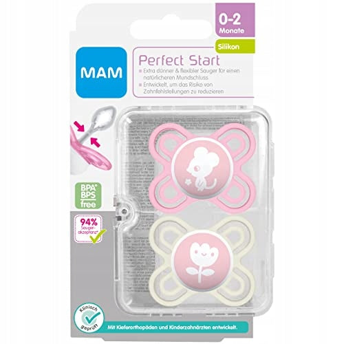 MAM Perfect START suzetă liniștitoare x2 0-2 luni+ cutie