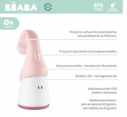 BEABA Pixie 2w1 latarka przenośna lampka nocna LED