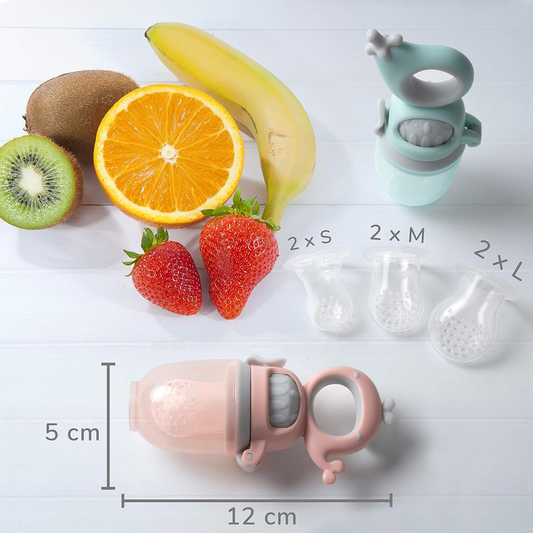 TABRIX gryzak podajnik na owoce dla dzieci 3 m+ 2 sztuki 6 ustników