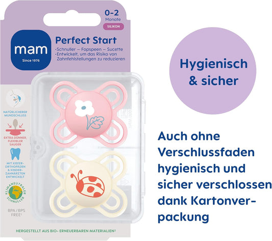 MAM Perfect START Schnuller x2 0-2 Monate+ Box