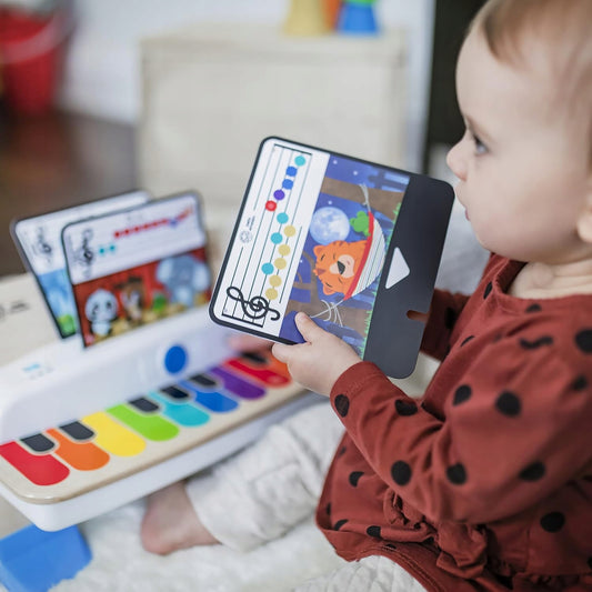 HAPE BABY EINSTEIN drewniane pianinko dotykowe + 5 kart muzycznych