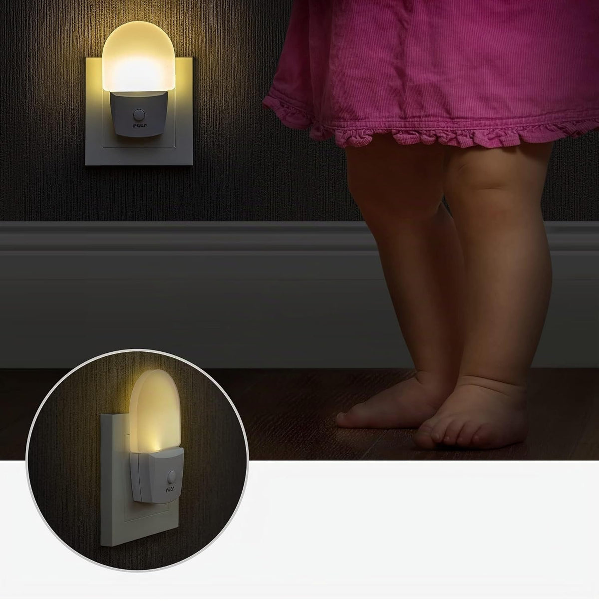 REER NightGuide lampka nocna LED do gniazdka z włącznikiem 6 x 9,5 cm