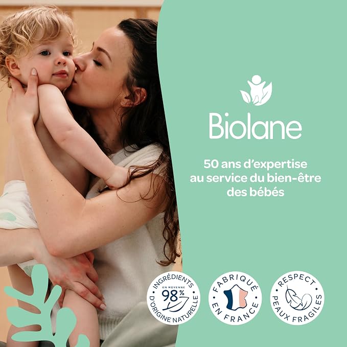 BIOLANE chusteczki do toalety 5x54 szt. dla dziecka, 99% składników pochodzenia naturalnego, włókna roślinne
