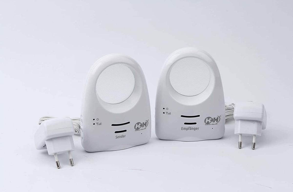 OLYMPIA MBF1213 Plus niania elektroniczna z lampką, biały zestaw nadajnik i odbiornik z zasilaczami