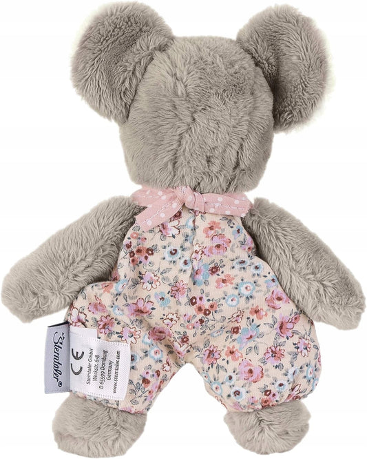 STERNTALER przytulanka grzechotka MINI MYSZ 16 cm, szaro-różowa myszka z miękkiego materiału dla niemowląt