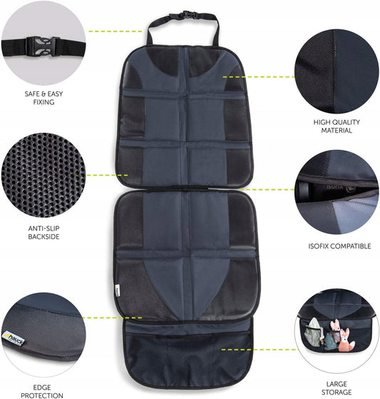 HAUCK mata ochronna pod fotelik SIT ON ME, antypoślizgowa mata z ISOFIX i kieszeniami na zabawki