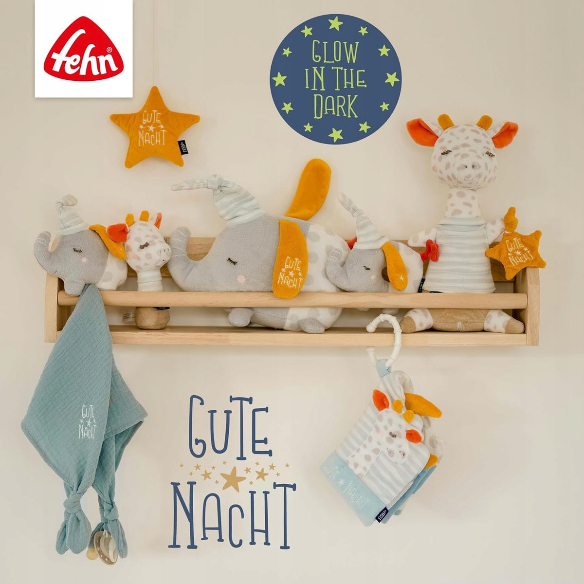 FEHN lampă de veghe pluș girafă 27cm GUTE NACHT