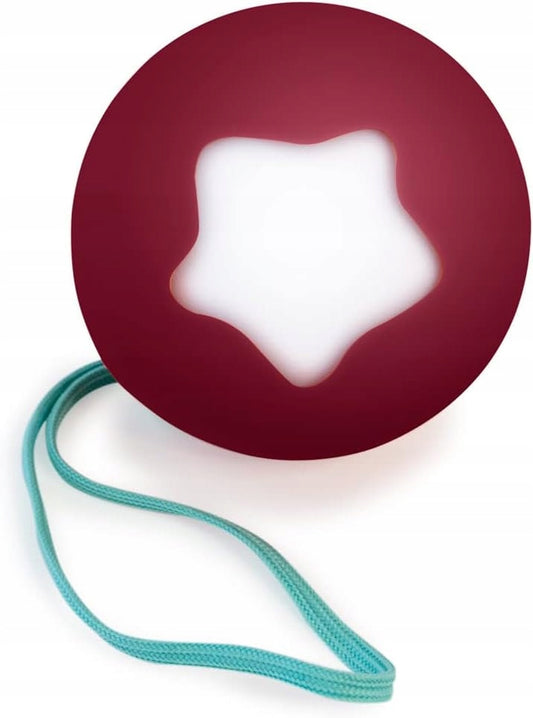PABOBO Little Moon przenośna lampka nocna LED 6,5 cm, różowo-bordowa, z czujnikiem i paskiem