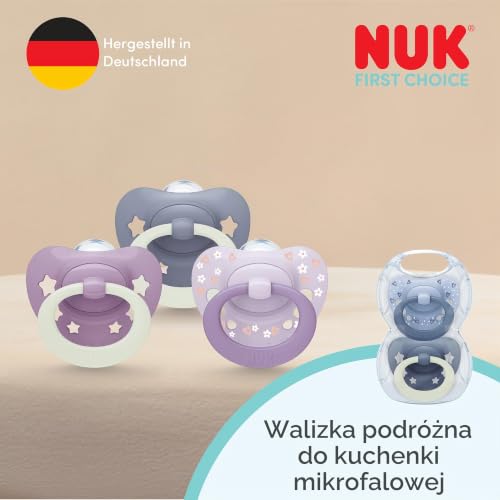 NUK First Choice Classic smoczek uspokajający 18-36m x2, ortodontyczny smoczek NUK w praktycznym zestawie podróżnym