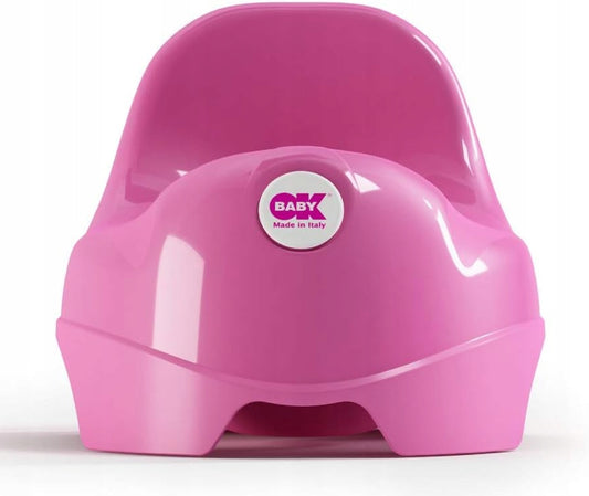 OKBABY nocnik 18 m+ różowy, ergonomiczny nocnik dla dziecka z osłoną przed rozpryskami, polipropylen BPA free