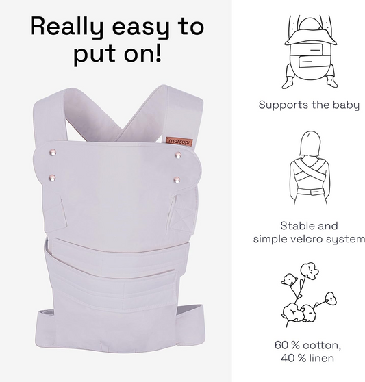 MARSUPI 2.0 nosidełko ergonomiczne S/M 3,5 - 15 kg, łatwe w zakładaniu, z podparciem główki i systemem velcro