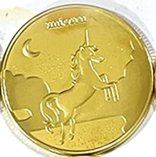 BRADOC Tooth Fairy gold-plated metal coin for placing under the pillow, 4 cm, UNICORN