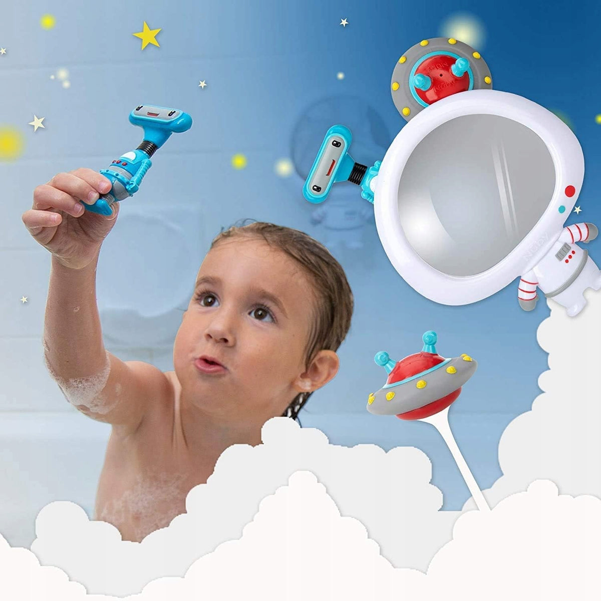 NUBY miroir avec ventouse + 2 jouets de bain