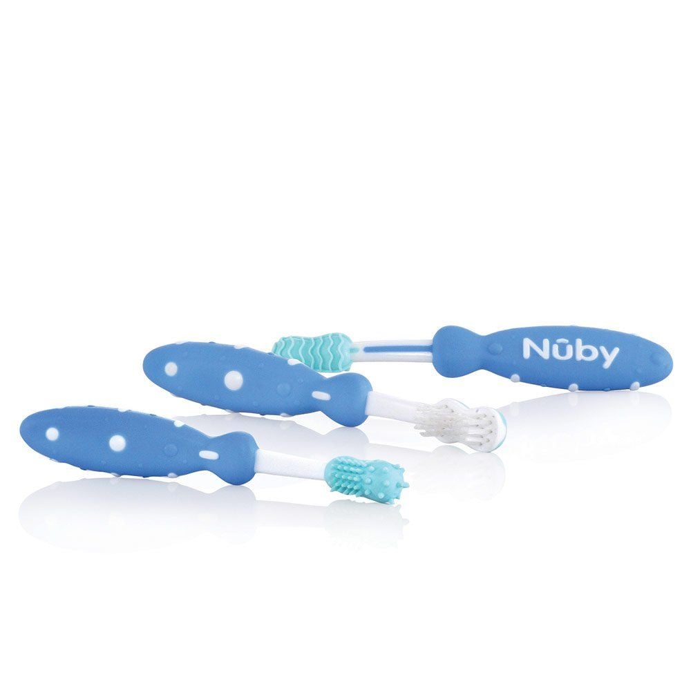 Nuby ID754-tandbørstesæt, blå x3