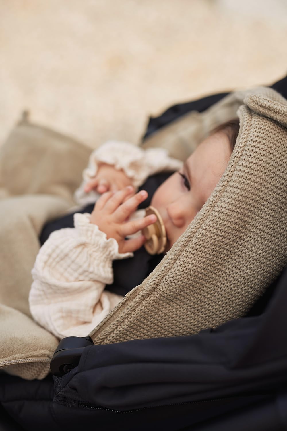 Jollein Basic Knit śpiworek do wózka oliwkowy, tekstylny śpiworek dziecięcy do wózka i fotelika