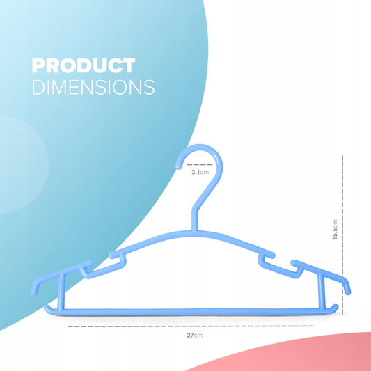 KEPLIN wieszaki x36 kolorowe, antypoślizgowy dziecięcy wieszak 27 cm z wymiarami produktu