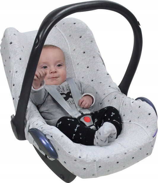 DOOKY SEAT COVER pokrowiec na fotelik gr0, szary pokrowiec na fotelik 0+ z dzieckiem w foteliku