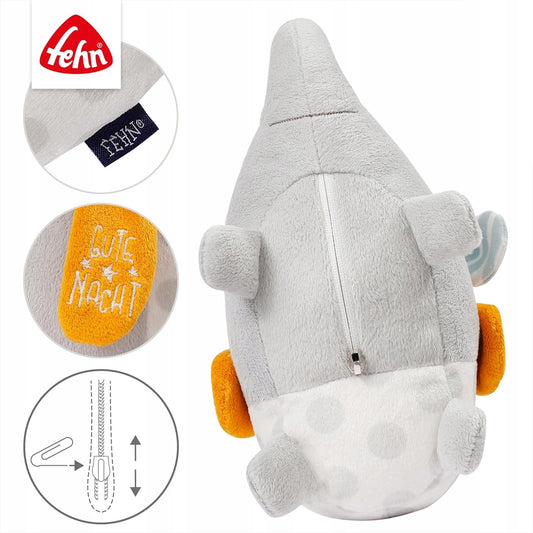FEHN krammebamse med natlampe 4 farver og lysende broderi ELEFANT