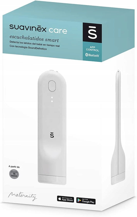 SUAVINEX detektor tętna płodu BLUETOOTH, biały monitor bicia serca dziecka z aplikacją i USB