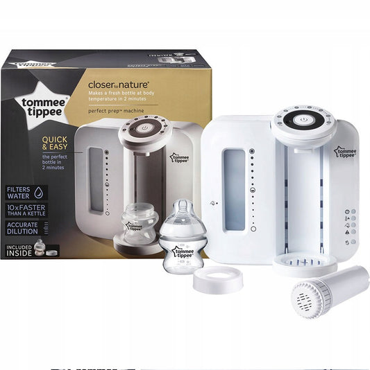 TOMMEE TIPPEE Perfect Prep EKSPRES DO MLEKA 2 min. biały podgrzewacz do mleka z filtrem i akcesoriami