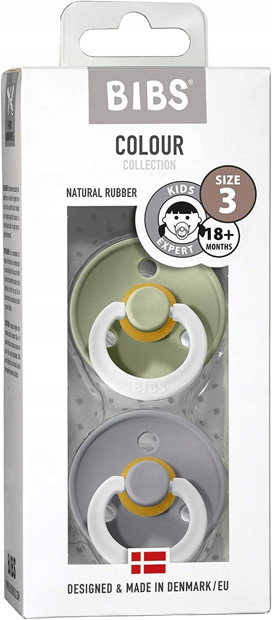 BIBS COLOUR GLOW smoczki uspokajające 2pack kauczuk 18 msc+ ŚWIECĄCE, natural rubber, rozmiar 3
