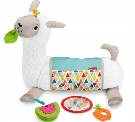 FISHER-PRICE GLK39 Lama do zabawy na brzuszku 34 x 45 cm, miękka lama z akcesoriami dla niemowląt 0+