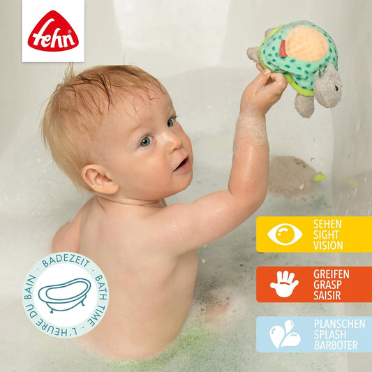 FEHN gąbka do mycia zabawka do kąpieli ŻÓŁW 14 cm 0+ miękka zabawka do wanny dla niemowląt