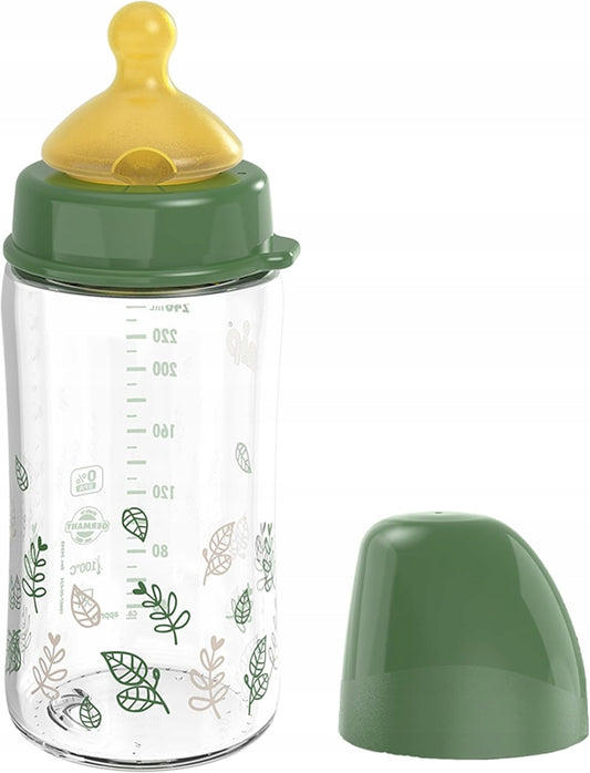 NIP Cherry Green sticlă din sticlă cu tetină din latex mărimea M 240 ml
