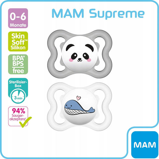 MAM SUPREME Silikonschnuller 0-6 Monate x2