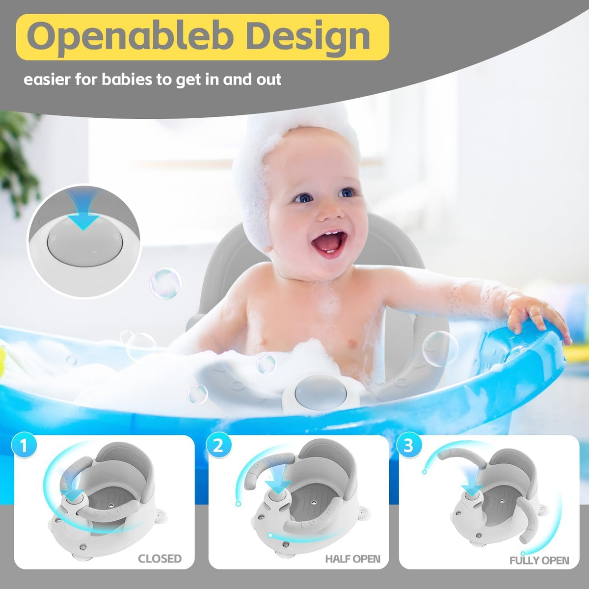 PHINTORY bath seat with suction cups
