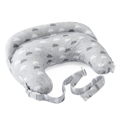 Boppy Deluxe Clouds – szara poduszka do karmienia w chmurki z pasem