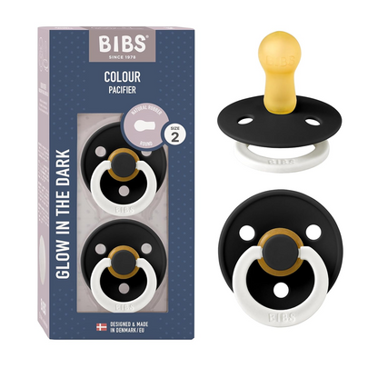 BIBS COLOUR GLOW smoczki uspokajające 2pack kauczuk 6msc+ ŚWIECĄ