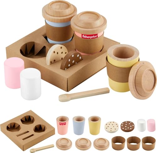 Fisher-Price HXT85 zabawka edukacyjna, drewniana zabawka dziecięca z elementami do sortowania i układania
