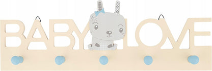 BIECO Baby Love portemanteau en bois avec 5 crochets LAPIN
