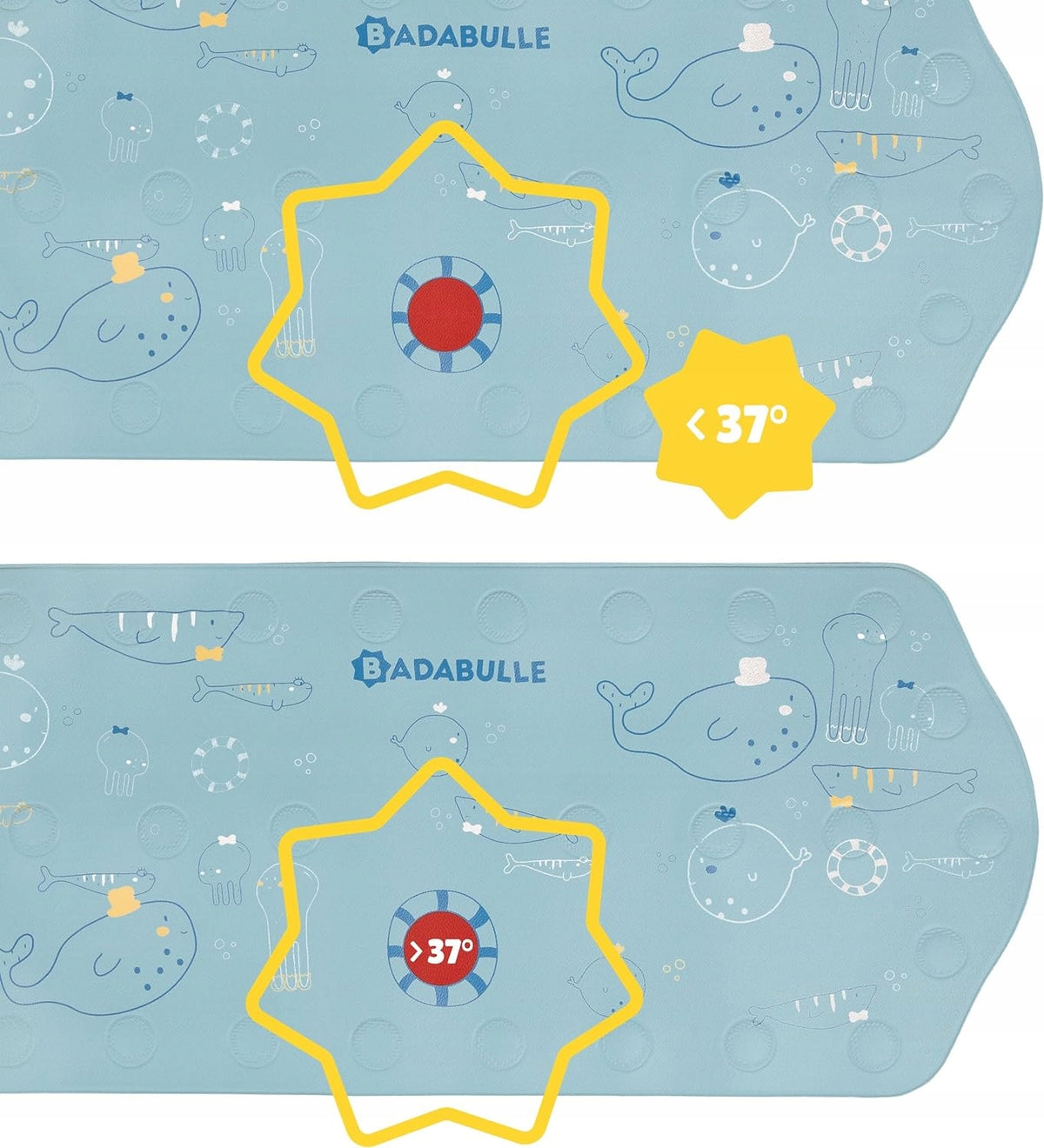 BADABULLE tapis de bain antidérapant avec capteur de TEMPÉRATURE 91x40