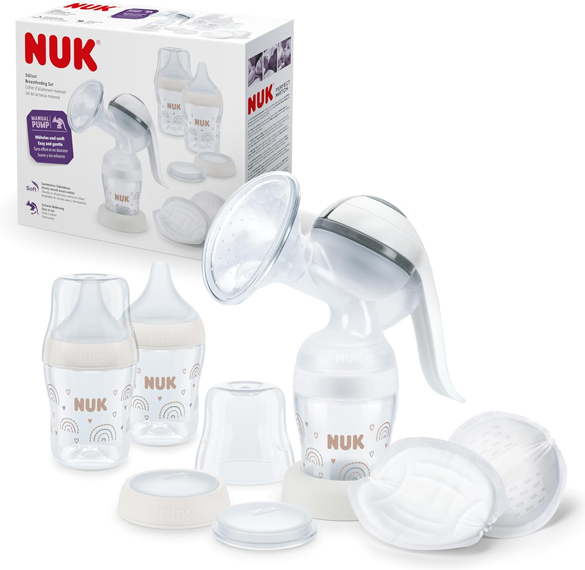 NUK kézi mellszívó + Perfect Match 150 ml cumisüveg szett