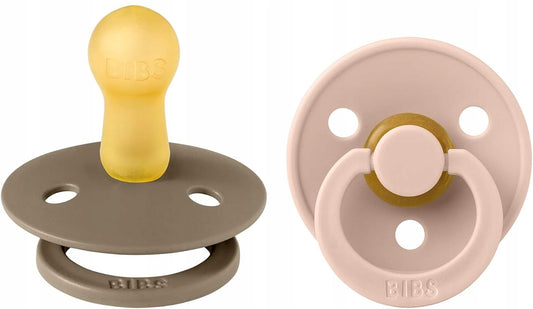 BIBS COLOUR smoczki uspokajające 2pack kauczuk 6msc+ róż i beż, smoczki latexowe dla niemowląt