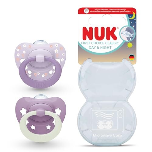NUK First Choice Classic smoczki uspokajające 6-18 mies. ortodontyczne smoczki dzień i noc z etui