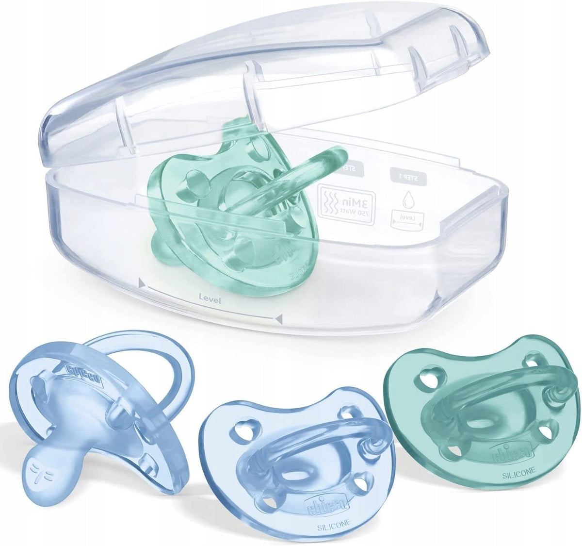 CHICCO silicone soothers x4