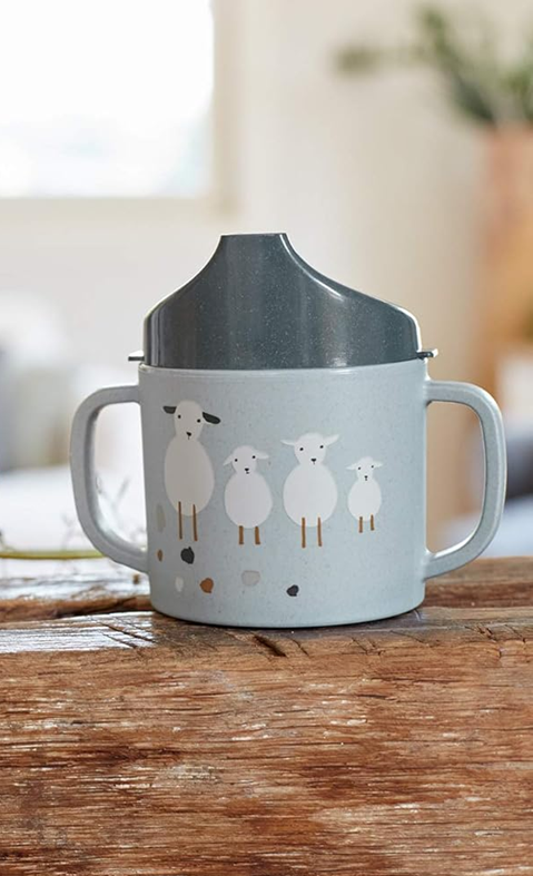 LÄSSIG Sippy Cup Tiny Farmer Sheep csőrös itatópohár 150 ml 6 hónap+