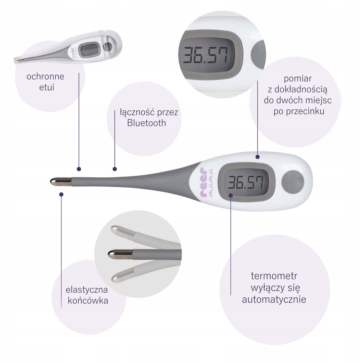 REER Mama thermomètre électronique buccal d’ovulation AVEC APPLICATION + étui