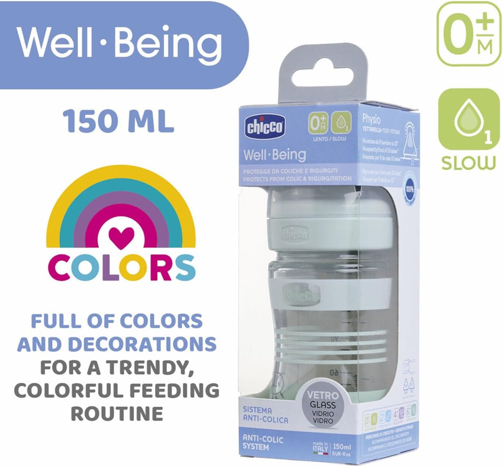 CHICCO Well Being-flaske 0m+ 150ml GLAS