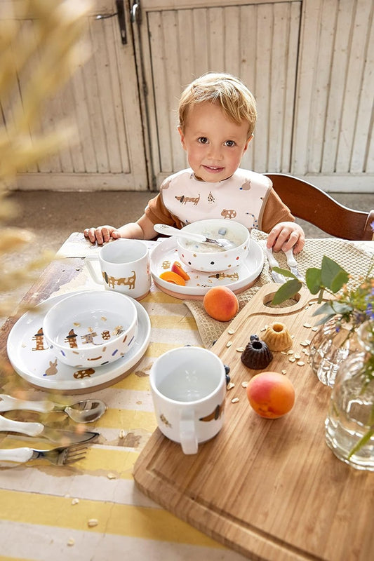 LASSIG Little Mateys porcelanowy zestaw talerz i kubek 200 ml ZWIERZĘTA